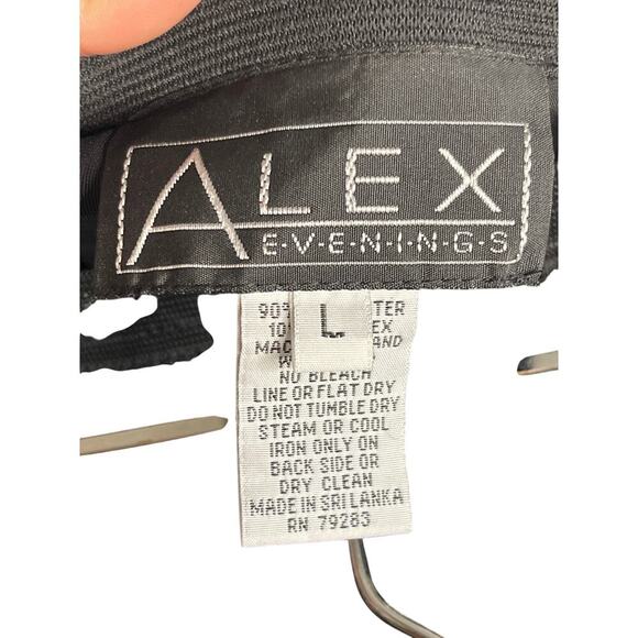 Vintage Alex Evenings Black Velvet Flare Hem Midi Skirt Women's Size Large - Picture 4 of 5